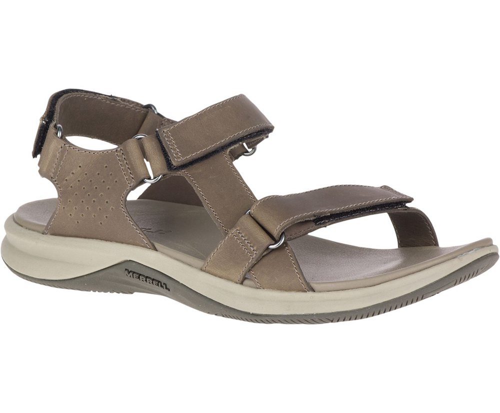Merrell Sandals Brown - Tideriser Luna Convert Leather - Womens 10SOJQFAE